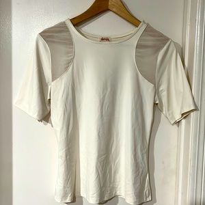 Cool white Tee with mesh on shoulders - L